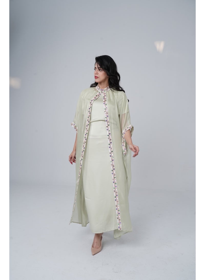 Obaha Chiffon jalabiya with rose embroidery - Image 2